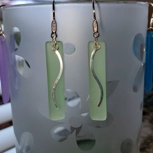 Green Frosted Sea Glass Earrings